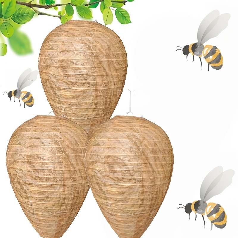 3pcs simulation wasp nest natural bee repellent outdoor hanging artificial beehive suitable for gardens patios   courtyards