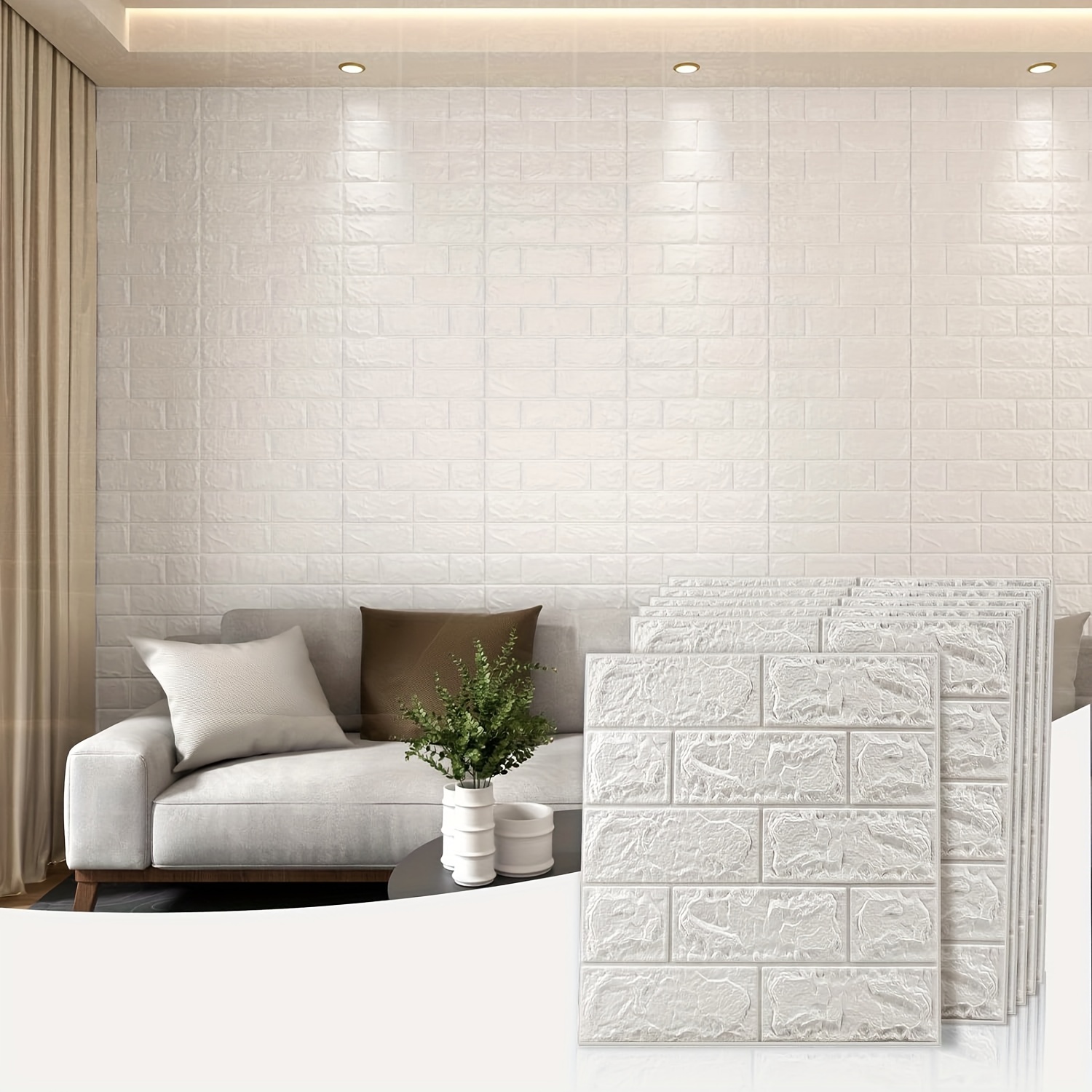 

20/30pcs 3d Wall Panels Peel And Stick, Xpe Foam Stone 3d Wallpaper, 15in*13.7in Textured Faux Brick Wall Panels, White