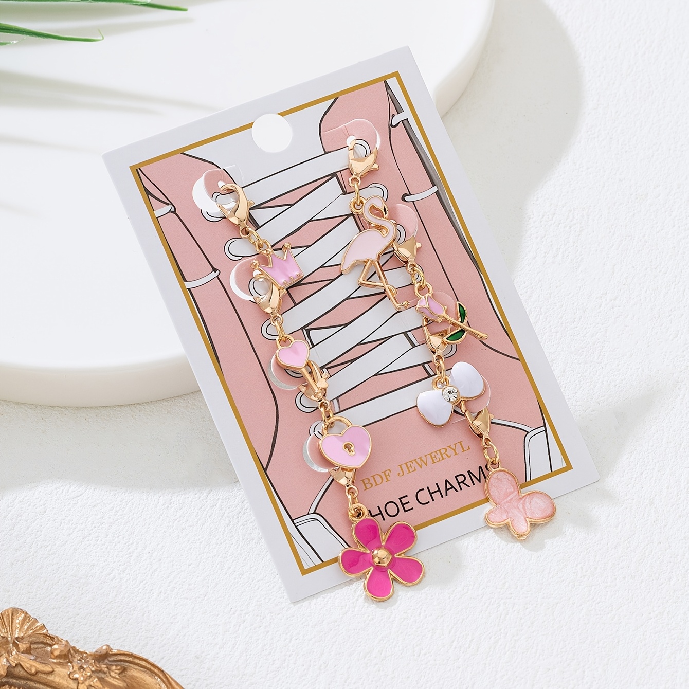 E-shop 8-teiliges/Set Y2K Pink Serie Schnürsenkel-Anhänger, geeignet für Sportschuhe und Stiefel, abnehmbare Schuhclips, ideal für Schuhdekoration,