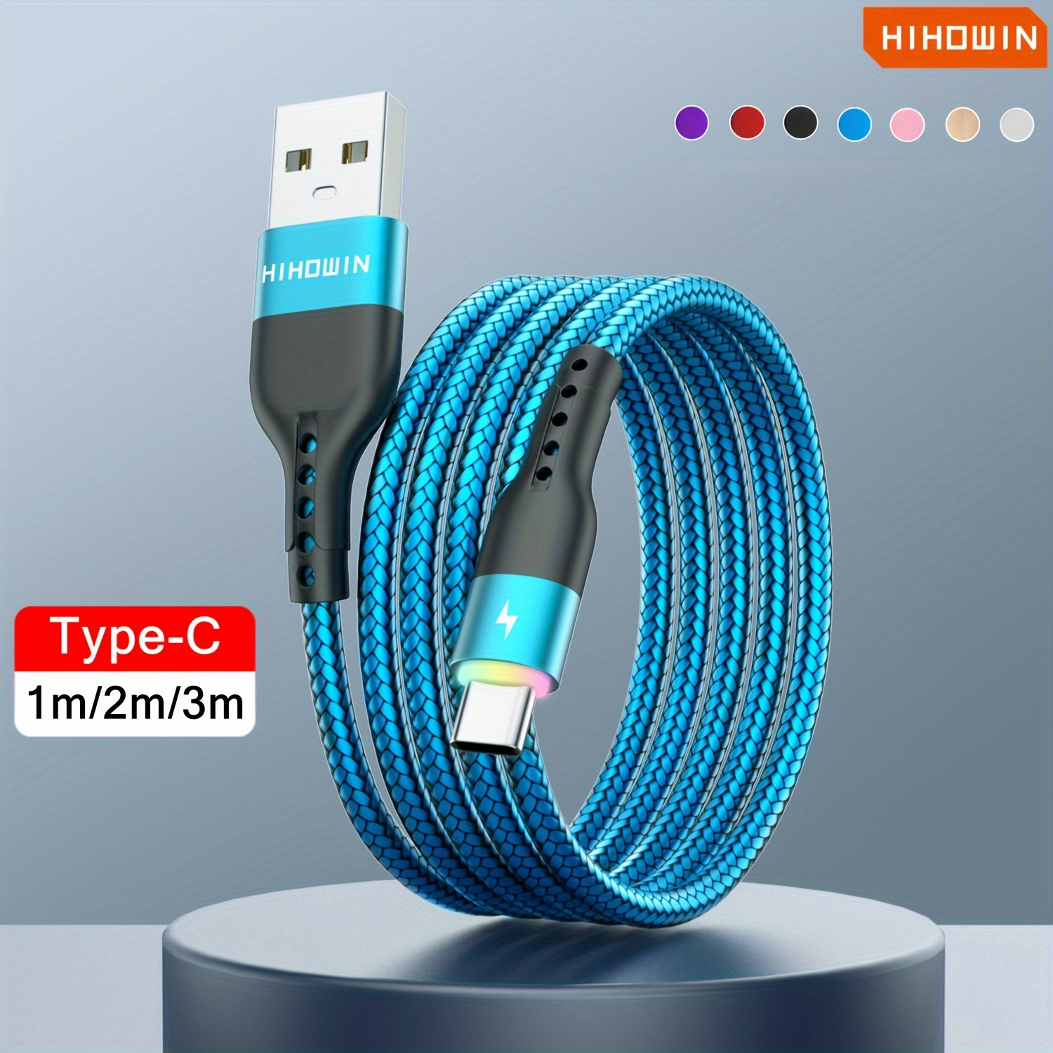 

Led Lighting Usb Type C Cable Fast Charging Charger Usb C Data Cable For Samsung Xiaomi Redmi Phone Wire Cord 1m/2m/3m