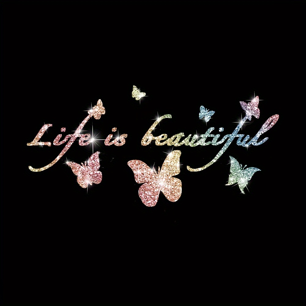 1pc Beautiful Car Sticker, Sparkling Car Window Romantic Decal, Sticker, Stylish Motorcycle Sticker, Cartoon Decorative Sticker For Laptops