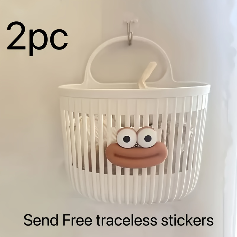 2pcs of Wall-Mounted Baskets with a Multifunctional Vertical Strip Structure for Ventilation, Suitable for Kitchen And Bathroom Toiletries. Spice Bags. Storage And Organization for Key Small Items. Portable Handle Design, Space-Saving, Shelf Baskets