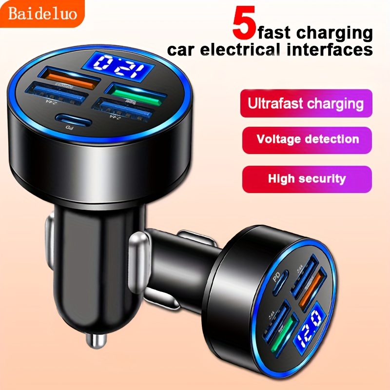 66W Fast Car Charger,3.1A USB+66W Super Fast Port,Smart Power Car Charger  Adapter with Voltmeter Cigarette USB Charger Compatible Most Smartphones