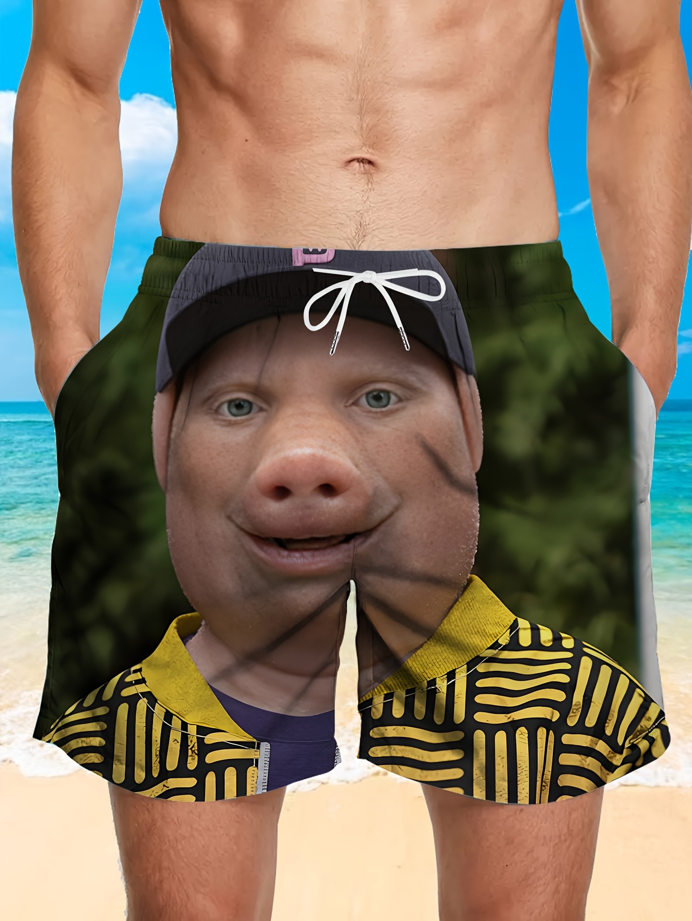 Mateju Pantalon De Plage Grande Taille En 3D, Mode De Plage à Séchage Rapide De Imprimé Pour Homme Créatif Graffiti Casual Été Beach Shorts Court Pantalon (S,Feu