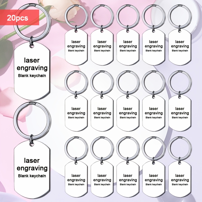 TEMU Regalo para Ella/Él, Juego de 20 llaveros en acero inoxidable grabados con láser, Llaveros de metal de estilo minimalista, Etiquetas de llave