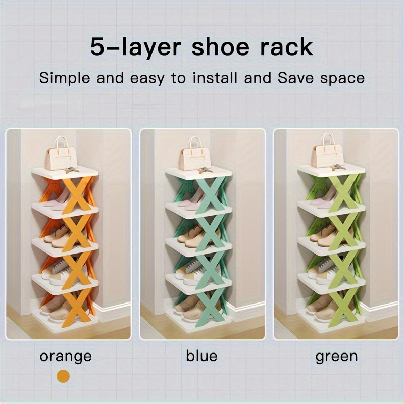 

5- -saving Shoe Rack Set, - Plastic Organizer, Storage, -mounted, Wood , , 5 Shelves