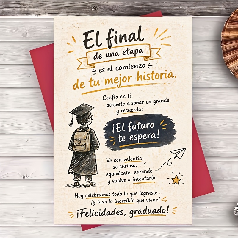 TEMU Un Sobre y Una Tarjeta de Felicitación para Graduación, para Alentar a los Recién y el Éxito