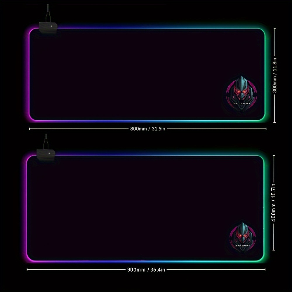 RGB LED Gaming Mouse Pad with 14 Lighting Modes, Large Extended Illuminated Keyboard Mat, Non-Slip Synthetic Rubber Base, Stitched Edges, Fine Weave Fabric Surface for Professional Gamers