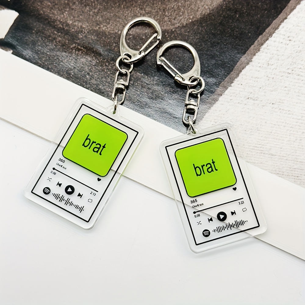 2d flat xcx brat album music keychain acrylic - Temu