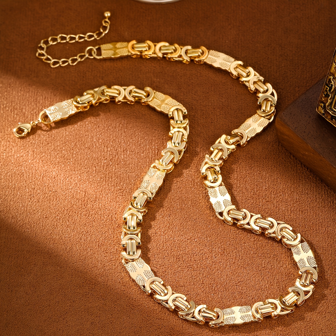 TEMU 1pc Chain Hip-hop Style Cuban Link Necklace, Unisex Retro Light Luxury Accessory, Casual Versatile, Gift