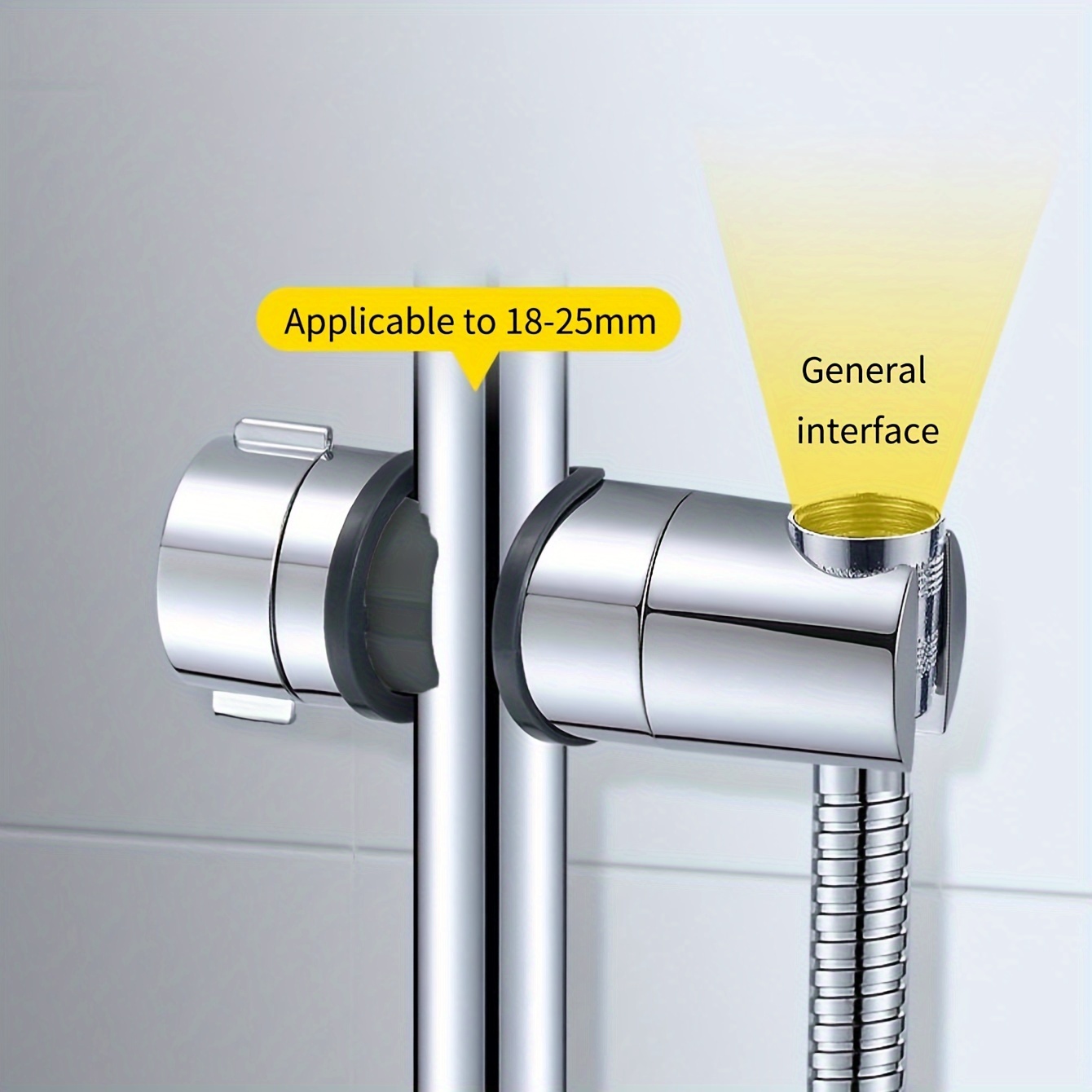 Image of Opening Flower Sprinkler Bracket Gray: Shower Lift Rod Bracket, No Punching, Stainless Steel Shower Head, Bathroom Fixed, Movable, Adjustable Additions Artifact