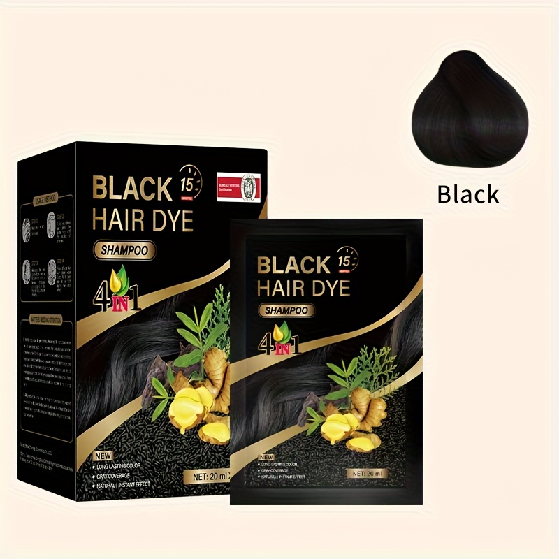 TEMU 10-pack Hair Dye Shampoo Sachets (20ml Each) - , Formula, Covers Gray.travel-friendly