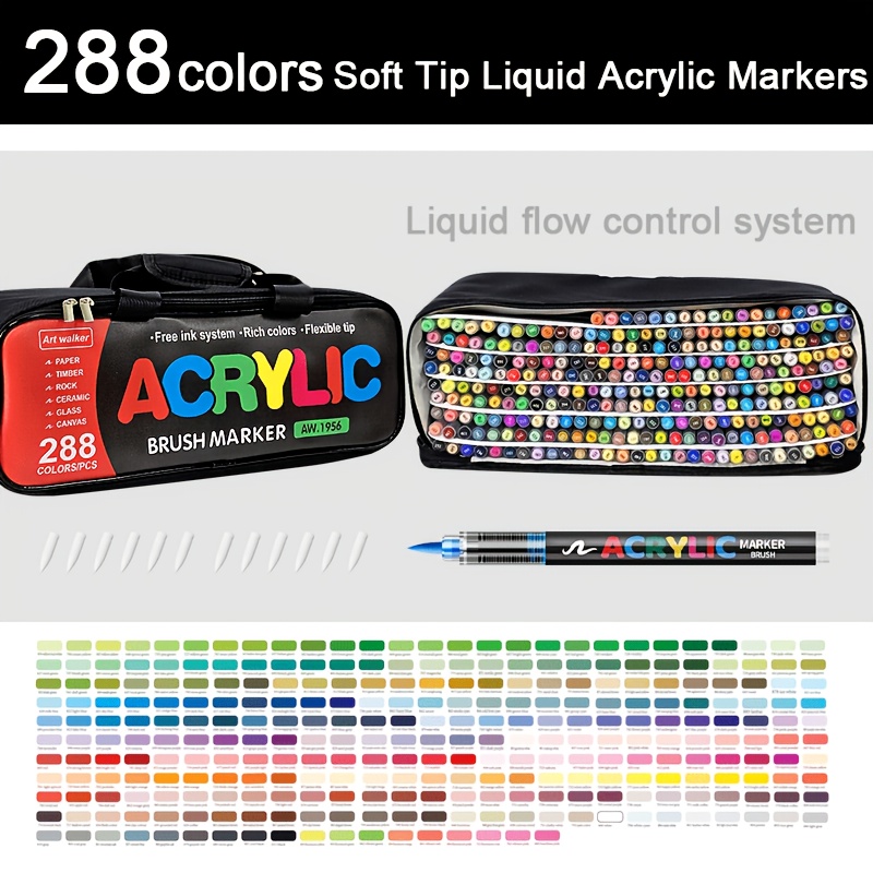 Image of 288pcs Colored Calligraphy Pens With Markers Suitable For Rocks, Wood, Canvas, Glass, - Multi- Marker Pens For Diy Crafts, Art Projects, Calligraphy, Glass, - Plastic Closure For Hobbyists & Artists