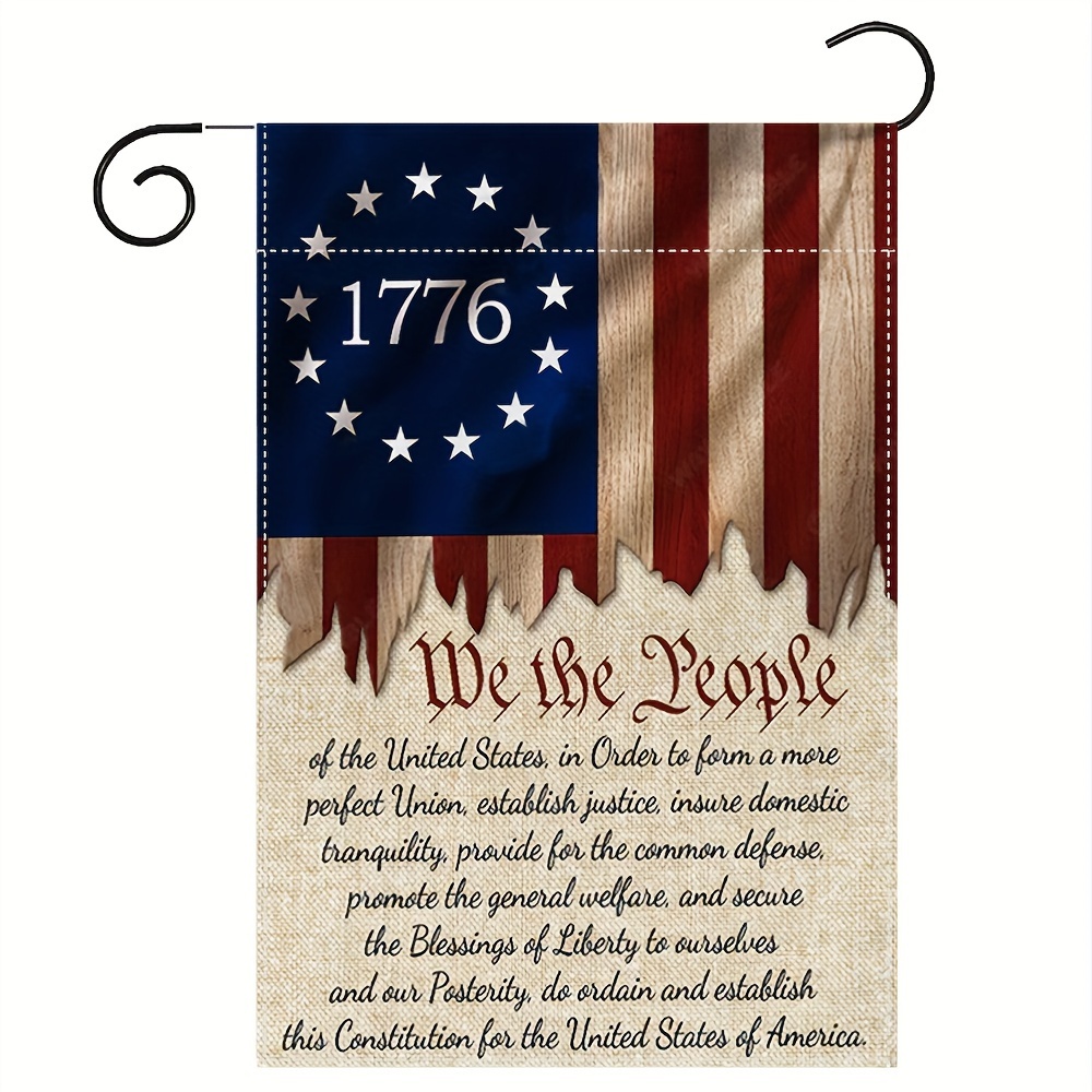 

1pc Vintage "we The People 1776" American Flag Garden Banner, Double-sided Fabric Decorative Yard Flag, Patriotic Historical U.s. Symbol, Outdoor Decor, 12.2x18.1 Inches (pole Not Included)