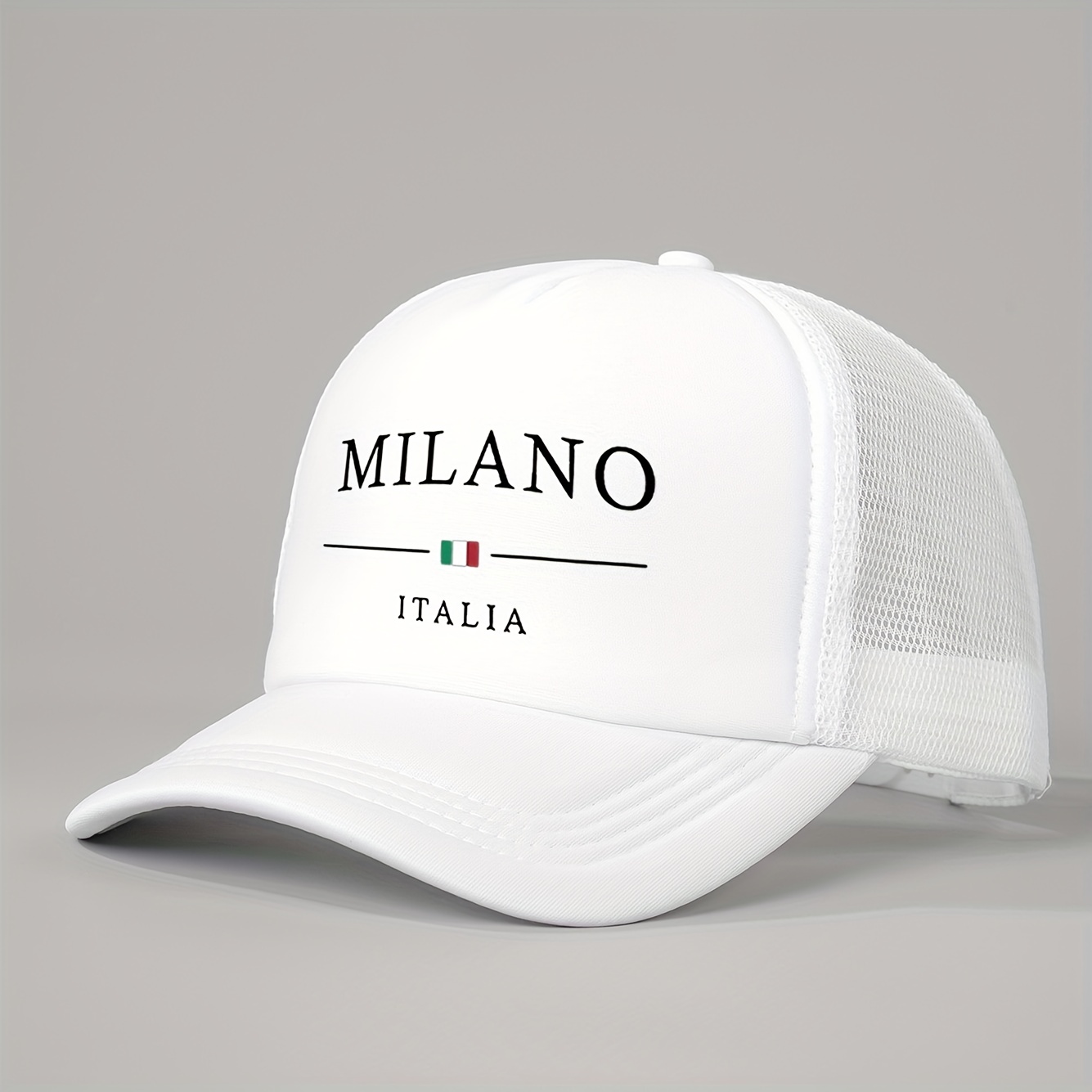 Image of 1pc Printed Italia Sponge Mesh Cap, Unisex Trucker Hat, Breathable Adjustable Golf Women's Fashion Curved Brim Y2k Couple Style
