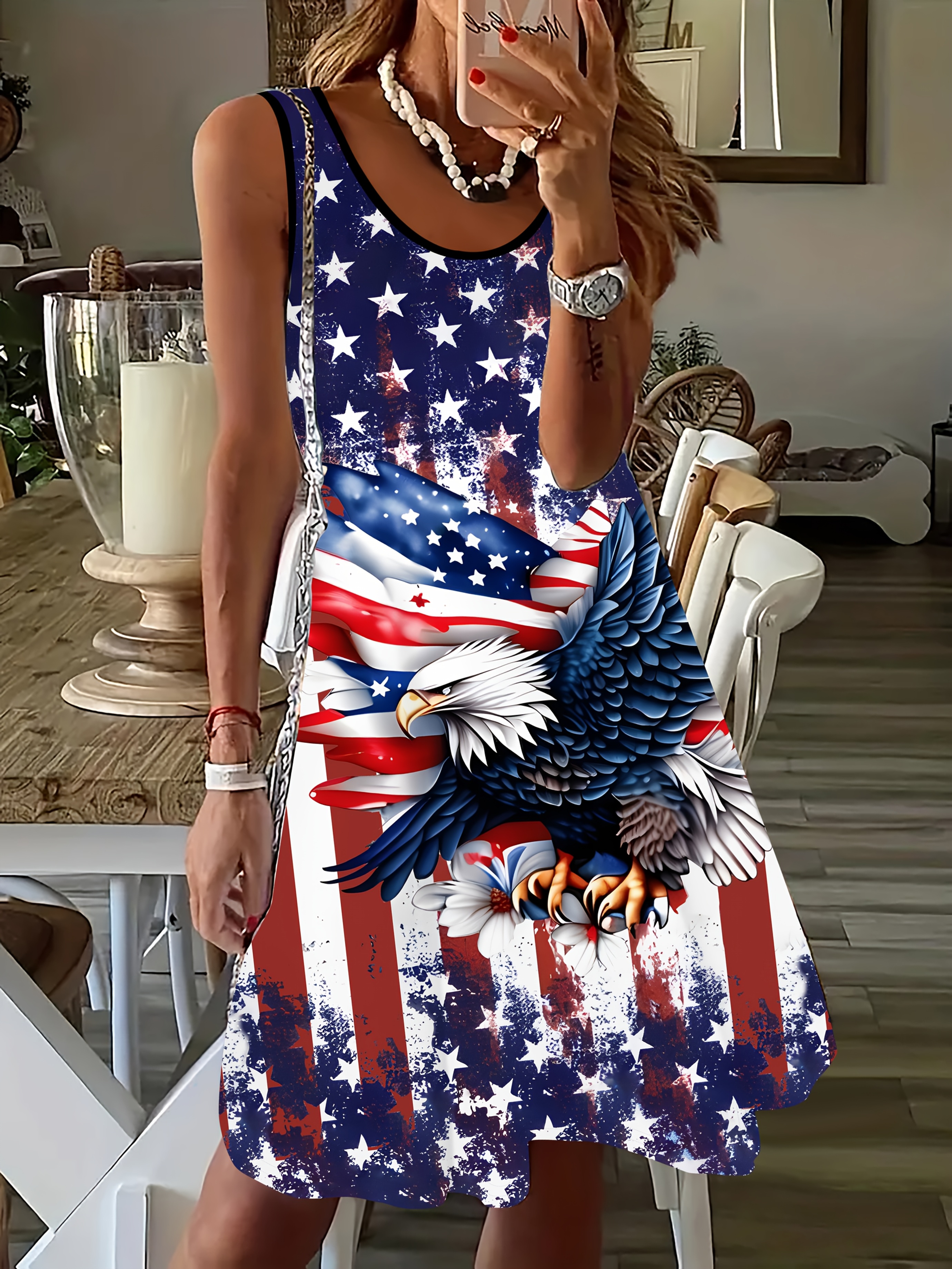 Plus Size Patriotic Clothing For Women Plus American Flag Print