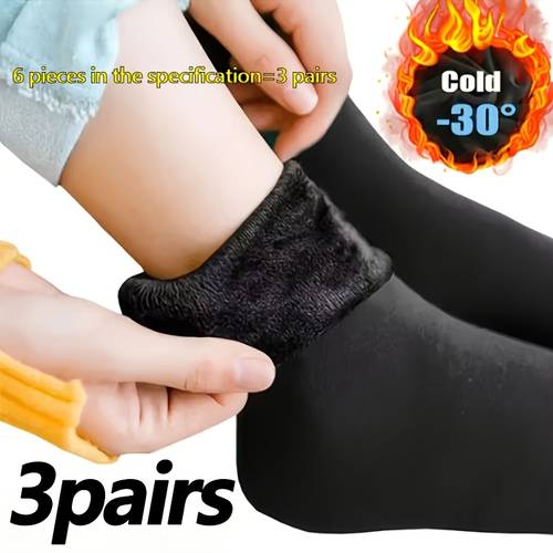 random 3 pairs of warm fleece lined winter socks cold weather socks suitable for outdoor and daily wear elegantly easy low maintenance 6pcs in the specification 3 pairs