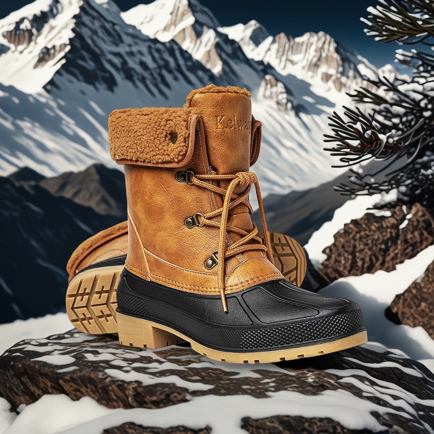 Image of Women's Winter Snow Boots Warm Lined Ladies Outdoor Cold Weather Hiking Camping Shoes