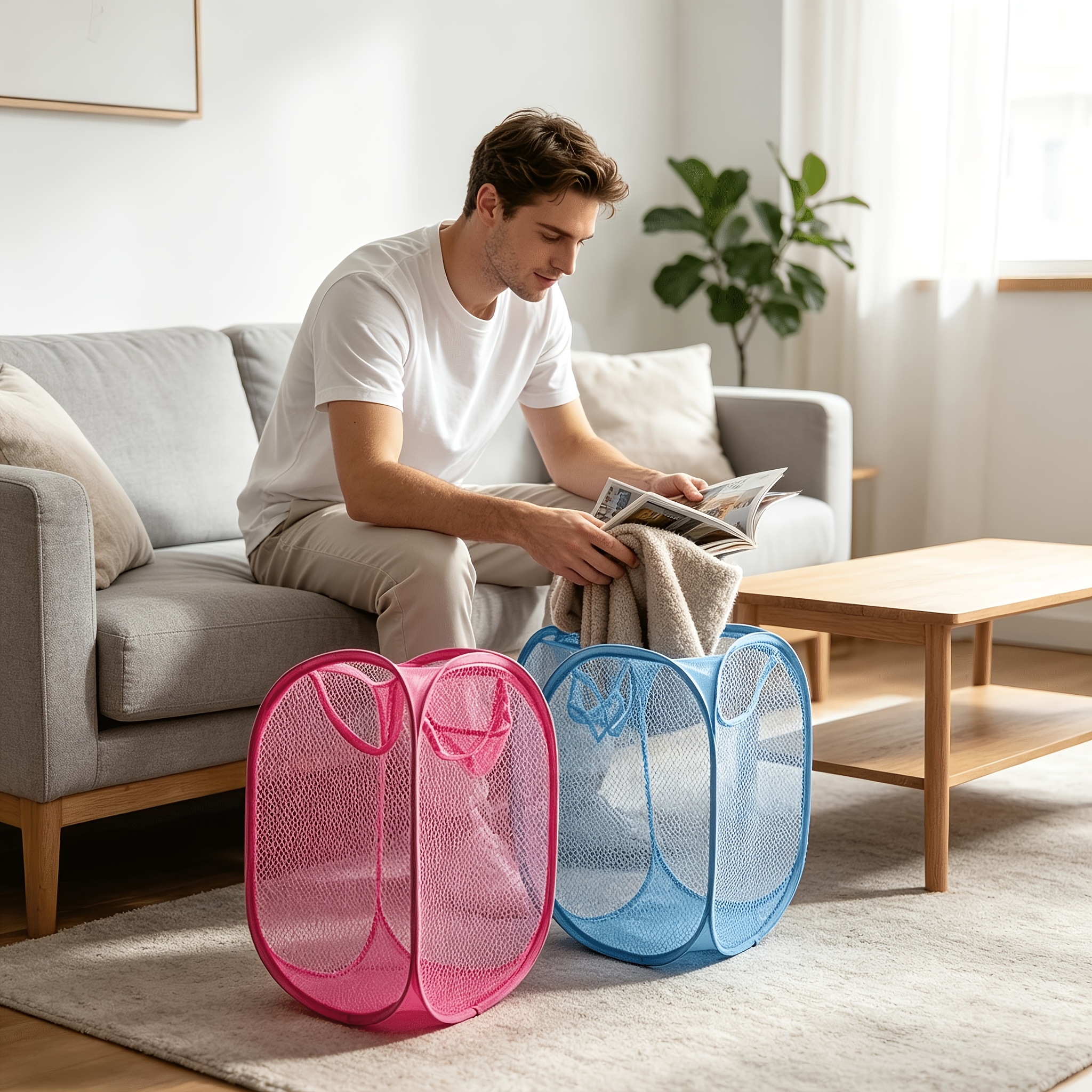 2pcs Foldable Storage Boxes for Clothes, 30x30x50cm