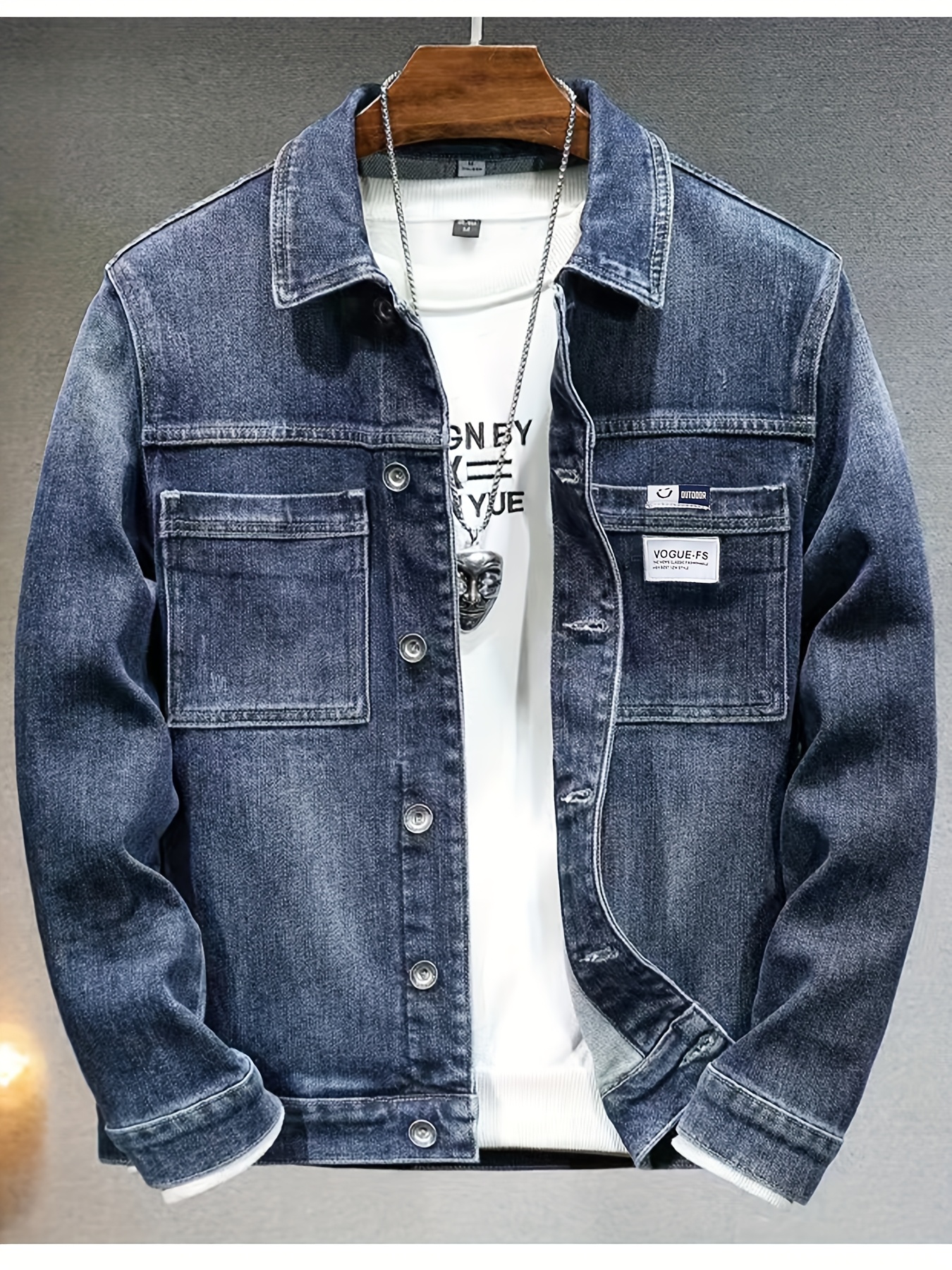 2025 New Blue Denim Jacket for Men, Loose-Fitting, Washed Denim Top for Casual Wear in Spring And Autumn