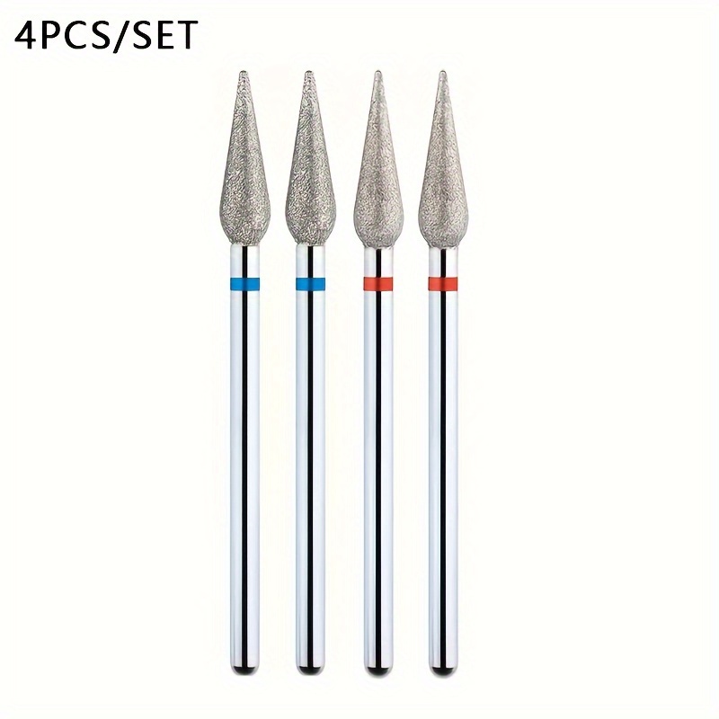 4pcs/set Drop Shape Carbide Cuticle Clean Burr Drill Bit For Manicure Manicure Drills Additions Tool Cone Nail Drill Bits