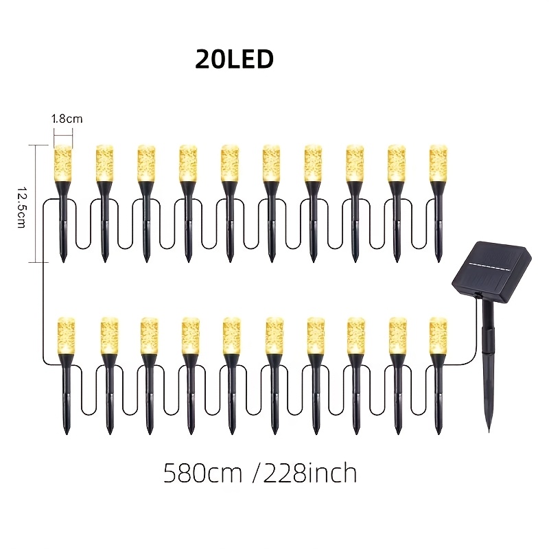 TEMU 20pcs Outdoor Solar Lights, Multiple Colors Icicle Garden Stake Lights, Bubble Pathway Lights, Patios And Pools Decor, For Solar Garden Lights,