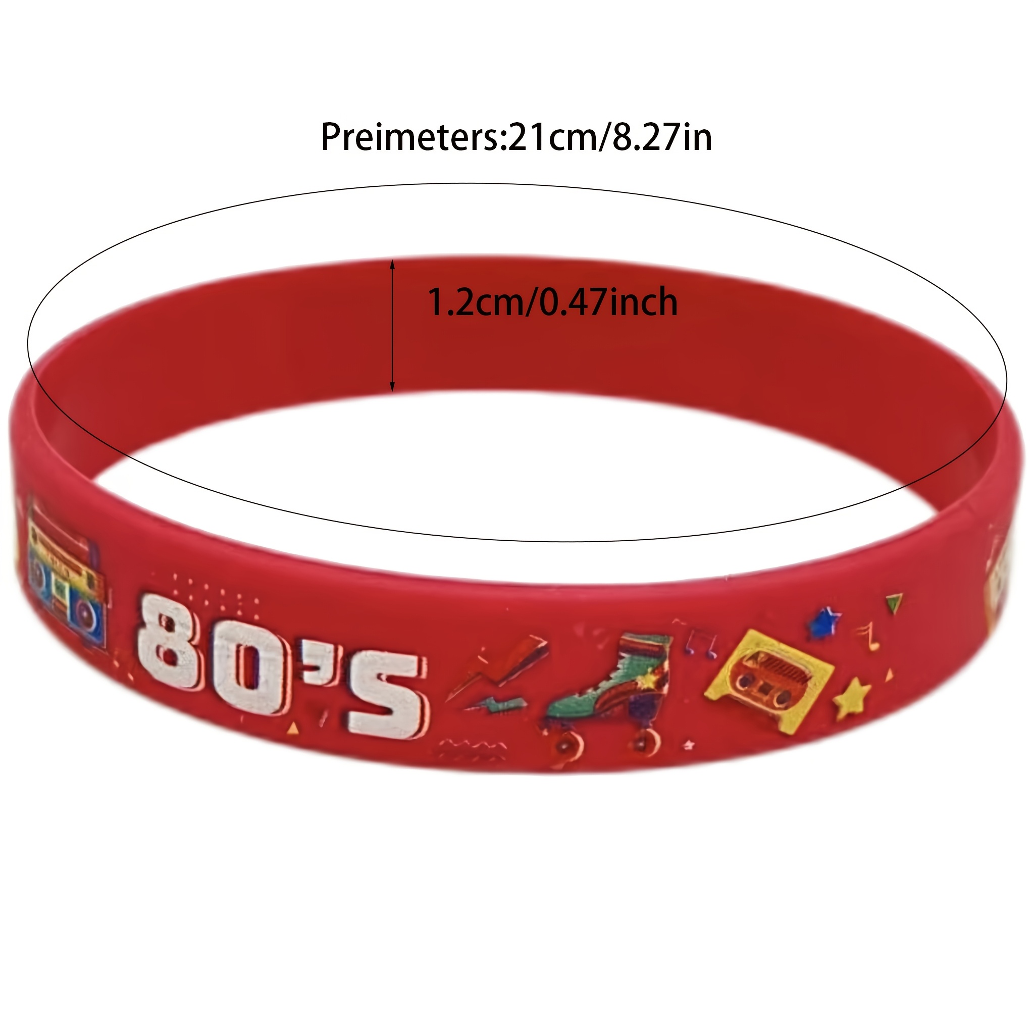 80pcs 1980s Themed Silicone Bracelets Set