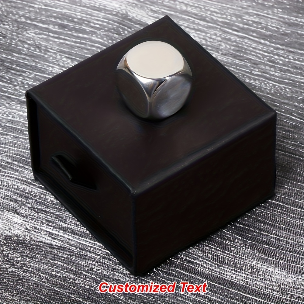 E-shop 1 Set Anpassbare Personalisierte Edelstahl-Würfel + Geschenkbox-Set, Weihnachtsgeschenk, Sechsseitig Gravierbarer Text, Geburtstagsgeschenk,