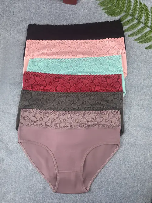 6pcs of womens underwear comfortable breathable elegant lingerie lace womens briefs