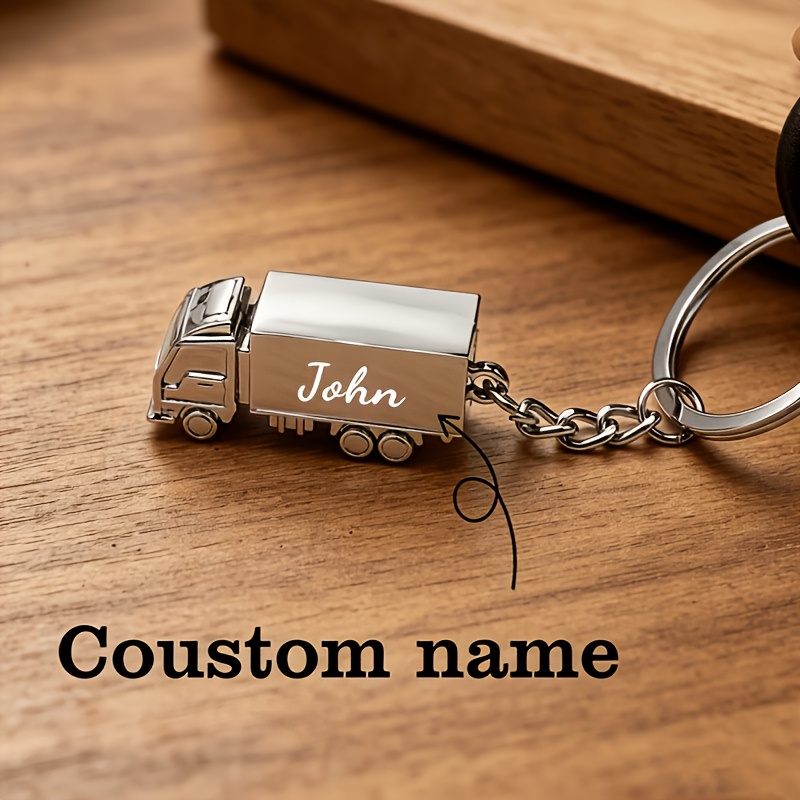 TEMU Custom Personalized Truck Keychain, Gift For Truck Enthusiasts, Simulated 3d Truck Keychain, Text Keychain, Father's Day Gift, Valentine's Day