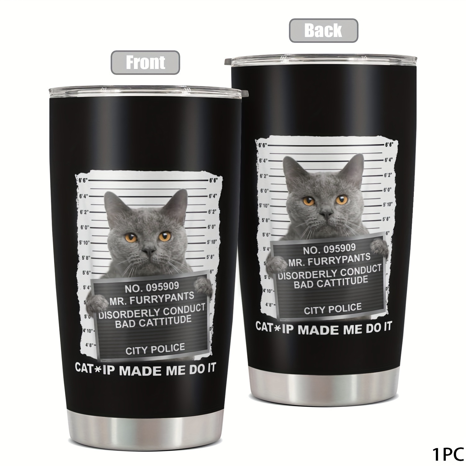 

20oz Stainless Steel With Lid - Funny Cat Print "pet Do It" Design, Bpa-free, Shatterproof, Hand Wash Only, Perfect Gift For Holidays, Birthdays, And More, Best For Christmas, Thanksgiving