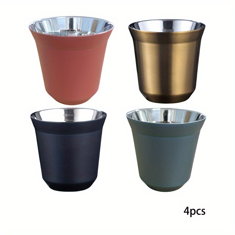 4pcs different colors 80ml stainless steel insulated coffee mug 2 71oz reusable 304 thickened durable metal cup     colors double walled anti   for beverages milk wine beer   and hot drinks