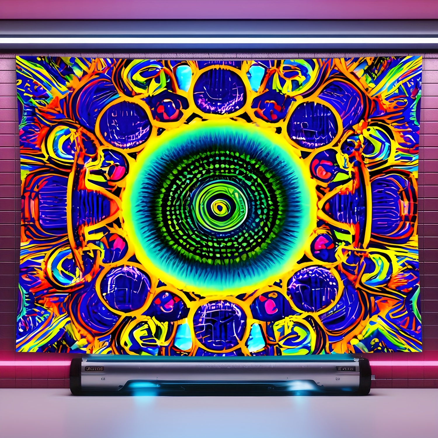 Blacklight Tapestry Trippy Mandala Tapestry UV Reactive Galaxy Stars  Tapestry Bohemian Neon Tapestry Wall Hanging Hippie Black Light Poster for  Living