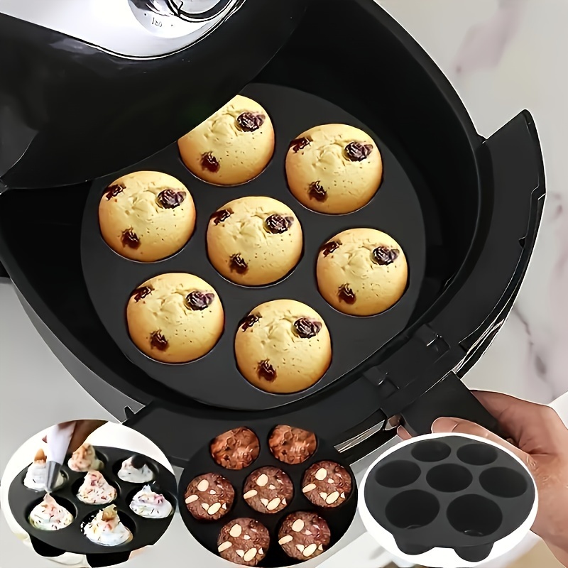 

7-Tasses Moule à Muffin en Silicone pour Friteuse - Vaisselle Anti-Adhésive Non-Rechargeable, Moule à Gâteau Polyvalent pour , Gadgets de Cuisine pour Restaurant et