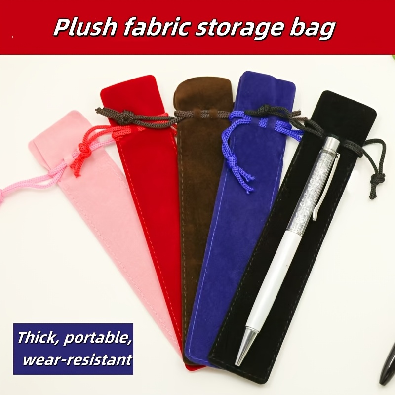 

5/10pcs Luxury Pencil Case - Double-sided Thick Plush Fabric Storage Bag, Suitable For Copper Pens, Fountain Pens, Office Supplies, And Small Item Storage, Etc