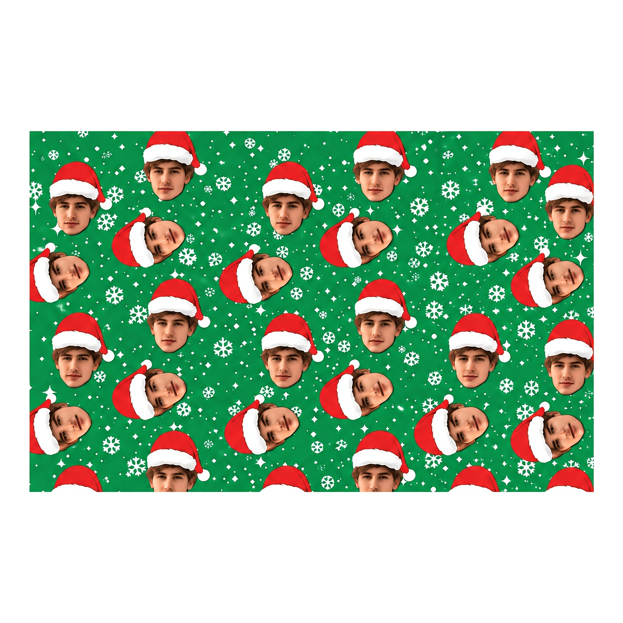 TEMU Papel de regalo de Navidad personalizado con foto de medida, divertido con gorro de Papá Noel , y , diseño festivo de , múltiples colores y