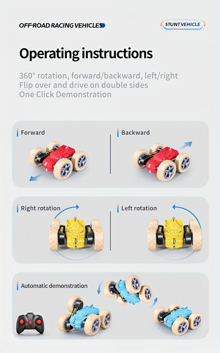 Remote Control Dinosaur Stunt Car, 2.4GHz Remote Control, 360° Flip Drift Monster Truck, All-terrain Four-wheel Drive, Rechargeable Battery, Cool LED Lights, Suitable For Children 6 Years And Above