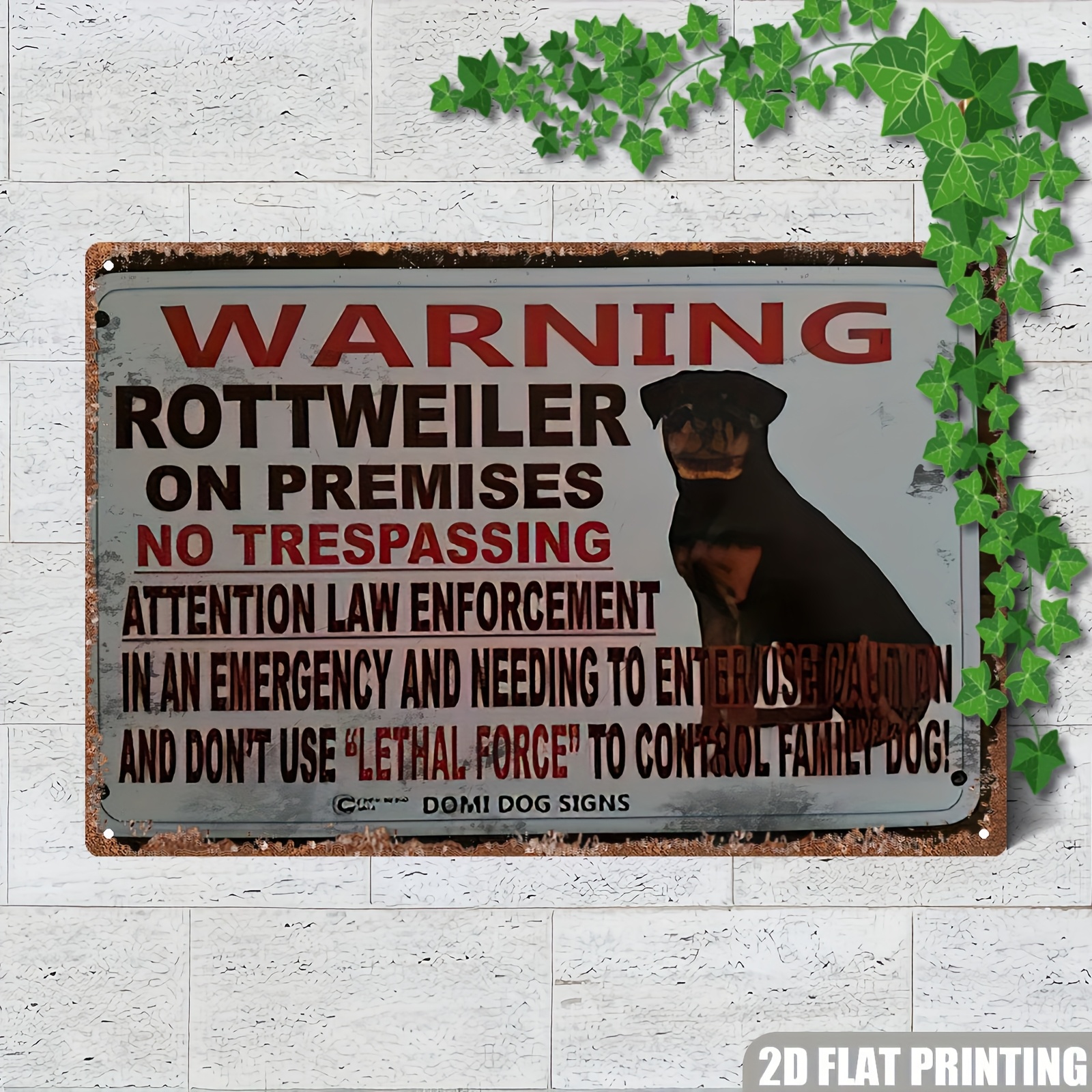 TEMU 1pc Rottweiler Dog Warning Sign, 8x12inch Iron Metal Outdoor Plaque, No Trespassing For Home, Garage, Garden, Street, Door, Bar, Club,