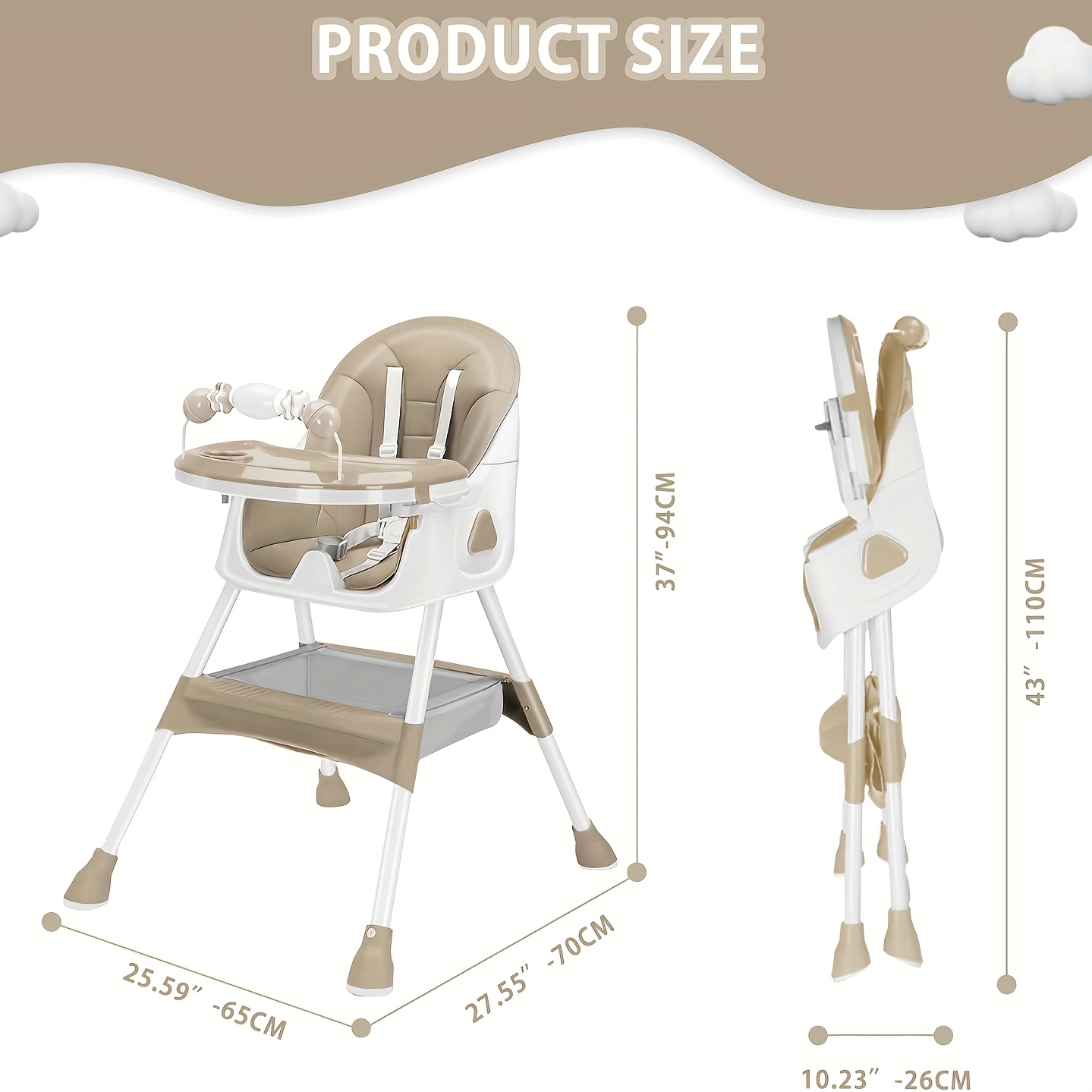 Adjustable Portable Dining Chair with 5-Point Harness