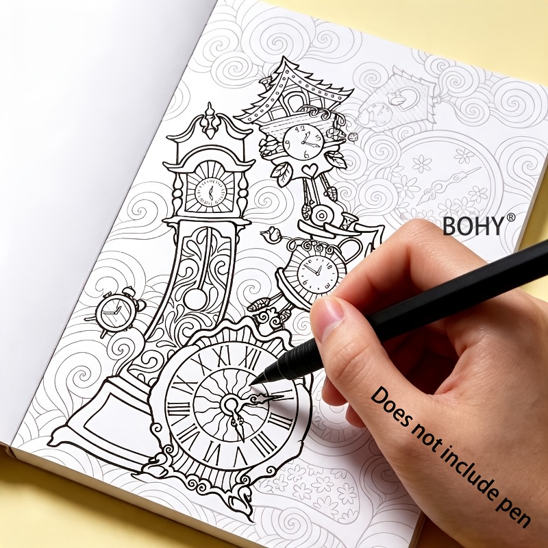 Image of 1pc Outlining Copy Doodle Painting Book, 22 Different Patterns, 1pc Doodle Line Drawing Coloring Book, 1pc Adult System Decompression Doodle Outlining Coloring Painting, Pen Not Included