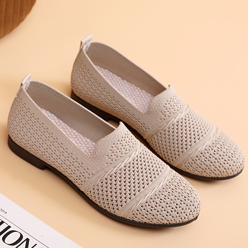 TEMU New Breathable Women's Fashion Casual Flyweaving Fabric Shoes, Low Heel Slip-on Loafers, Suitable For Gifts, Indoor And Outdoor, Women Shoes