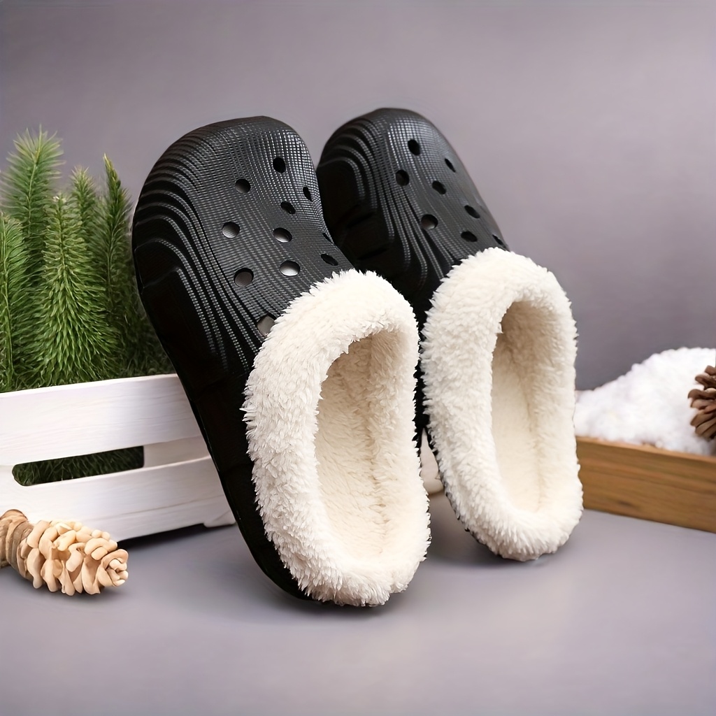 TEMU New Winter Couples' Casual Fashion Warm Thick-sole Slippers - Indoor & Outdoor Use, Women's Style Included, Women Shoes
