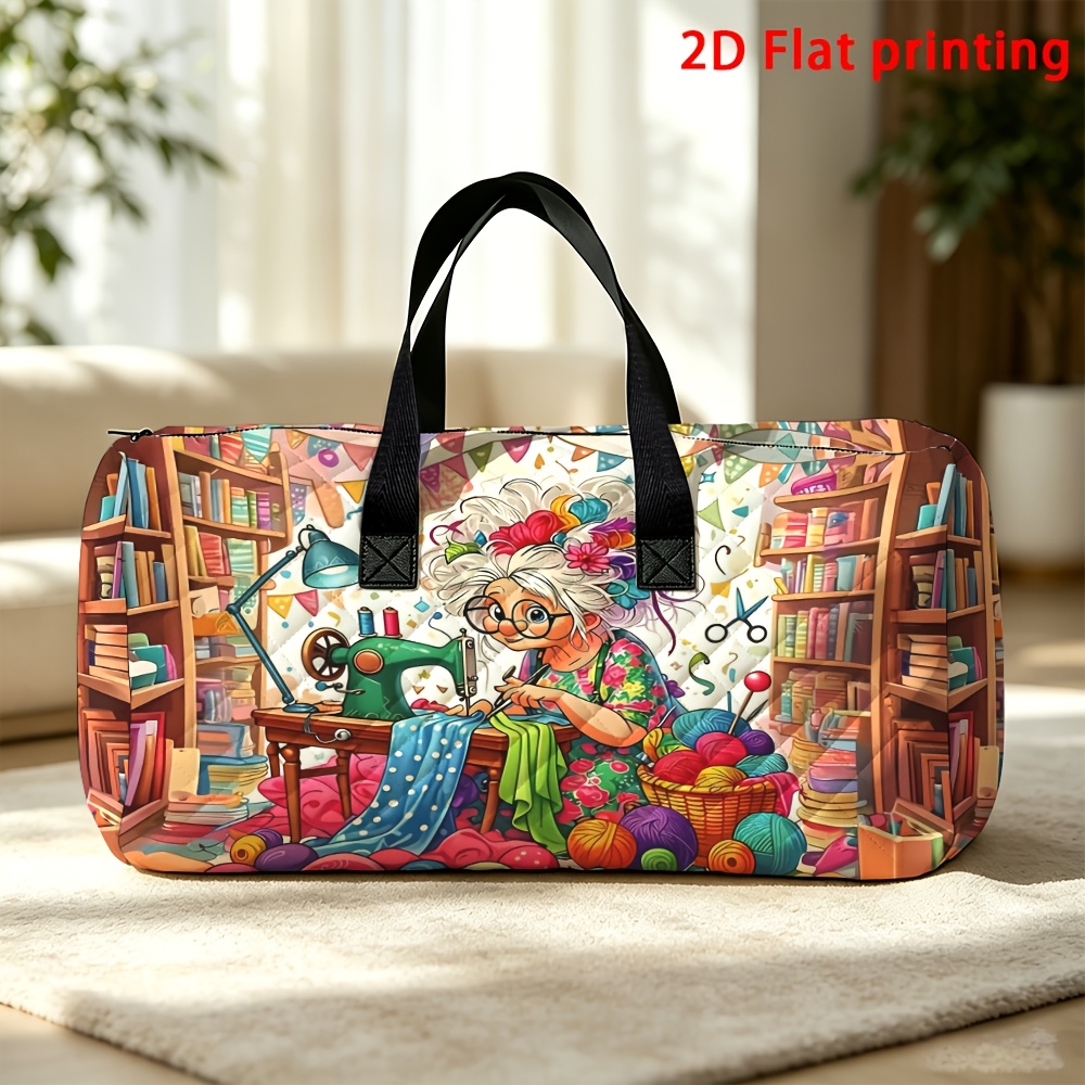 TEMU 1pc, Old Lady Sewing Travel Bag Large-capacity Lightweight Handbag, A Great Travel Item