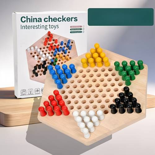 imagen del artículo de madera en , 1 tablero y 6 colores de piezas, ideal para batallas multijugador, la , juguete interactivo para , y la coordinación ojo-