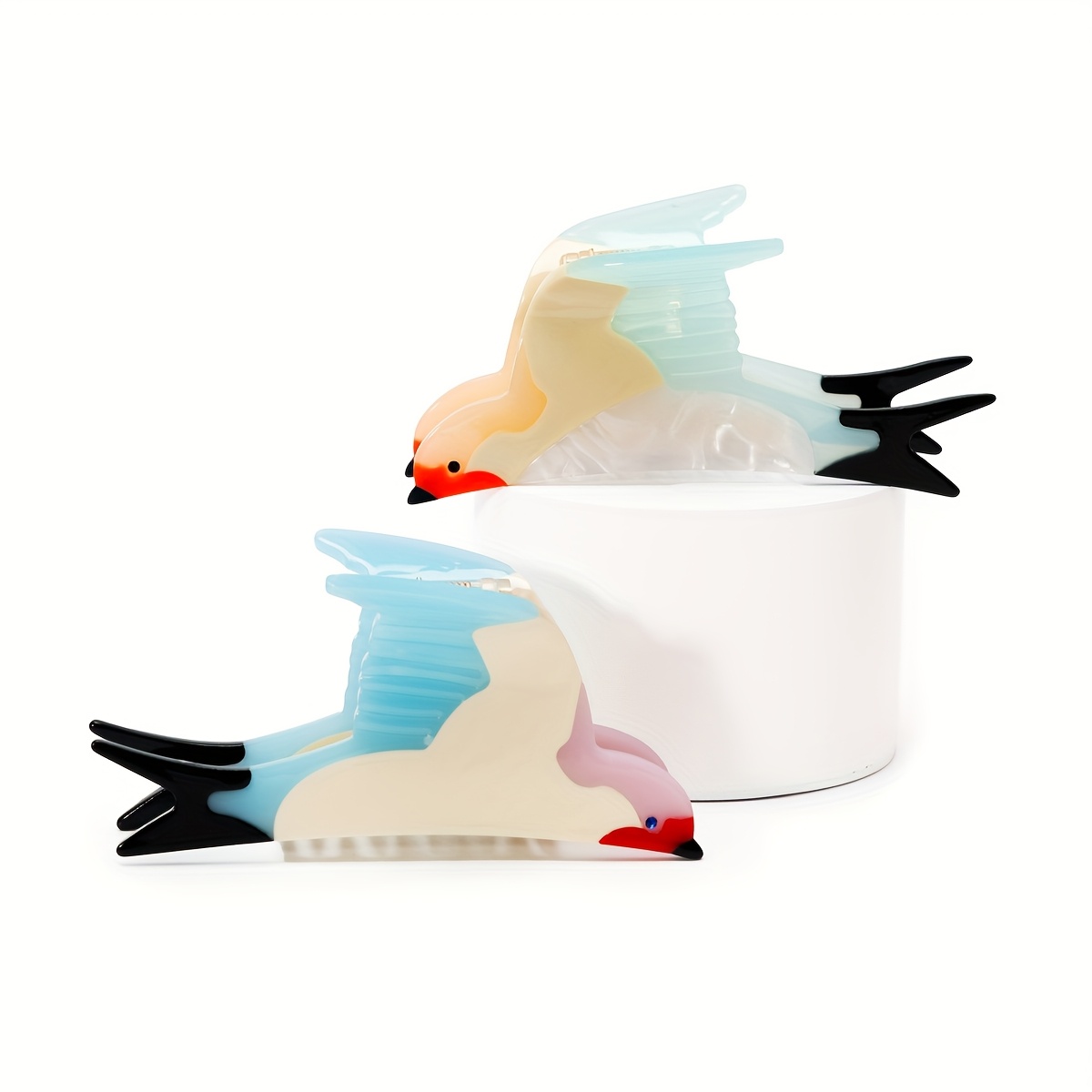 Image of 2pcs Swallow-shaped Acetate Hair Clips, Minimalist Style Hairpins For Updos, Shark Clips For The Back Of , With Non-slip Teeth Suitable For ' Daily Life And Dating