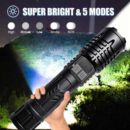 buy 1 get 1 a total of 2pcs powerful flashlights for men handheld led flashlights high rechargeable with telescopic zoom long range ideal for outdoor fishing hunting hiking