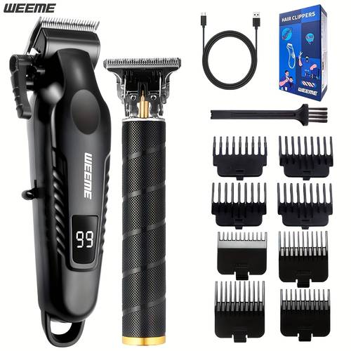 2pcs 3pcs electric hair clipper beard trimmer and shaver kit professional alloy blade usb rechargeable with lcd display for fathers day birthday gift for husband dad boyfriend daily life surprise present