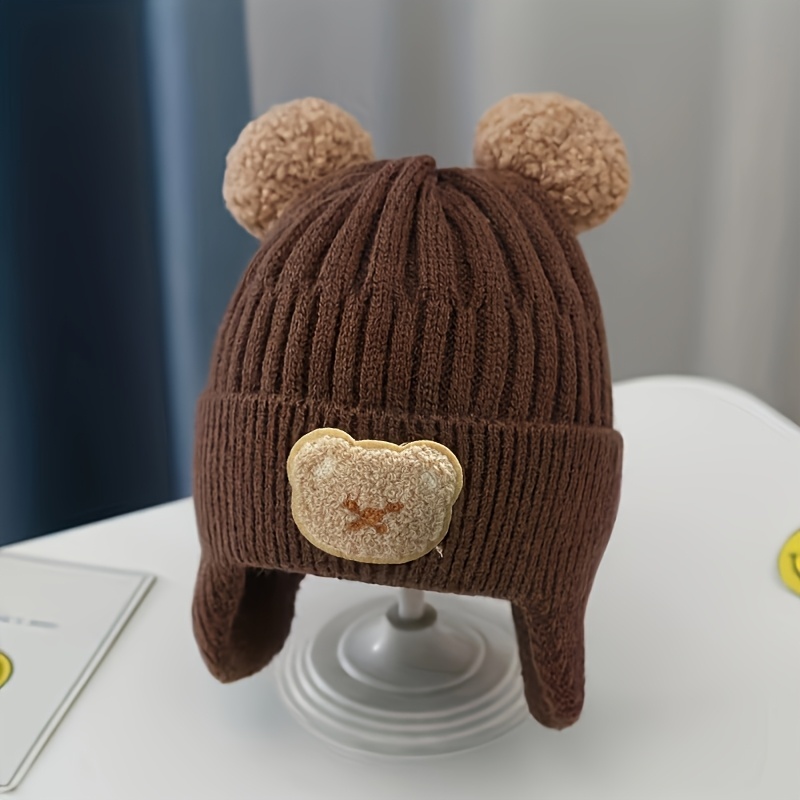 cute little bear knit hat boys girls cozy winter cap heart Temu