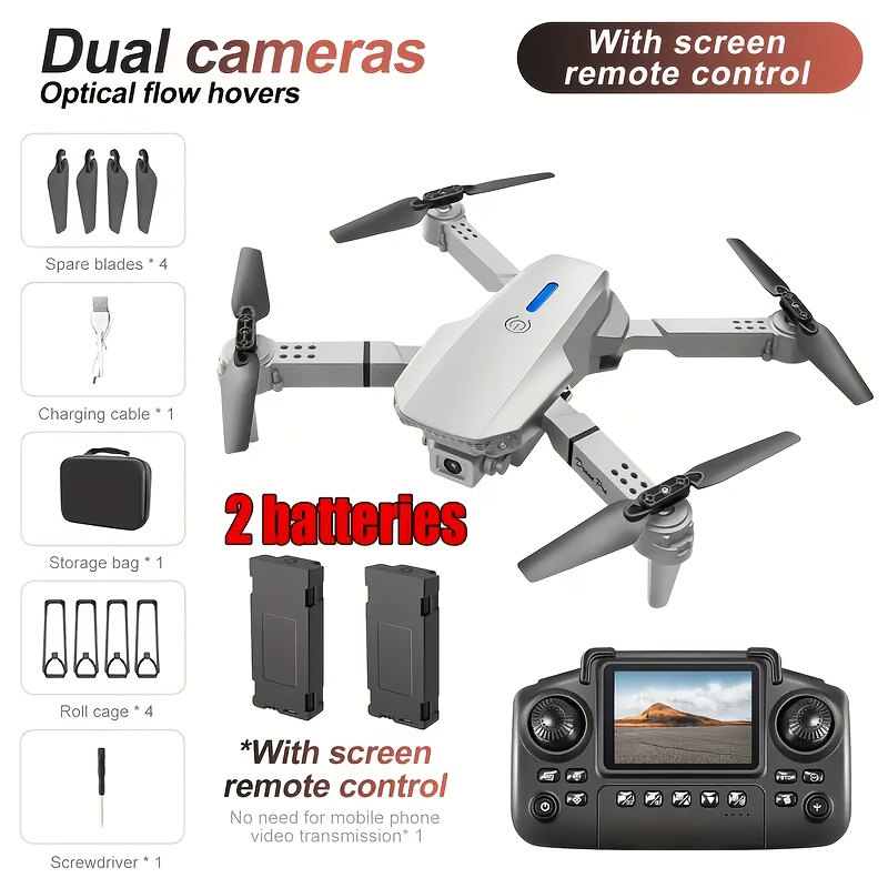 TEMU E88 Pro Drone - High Definition 4k Screen Remote Control, 360 Degree Intelligent Obstacle Avoidance, Dual Cameras, Brushless Motor, 1 Click