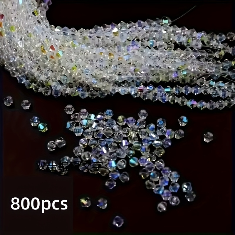TEMU 800 pezzi di perline di vetro austriaco da 4 mm, per gioielli, braccialetti, collane e progetti di artigianato, creazione di collane, creazione